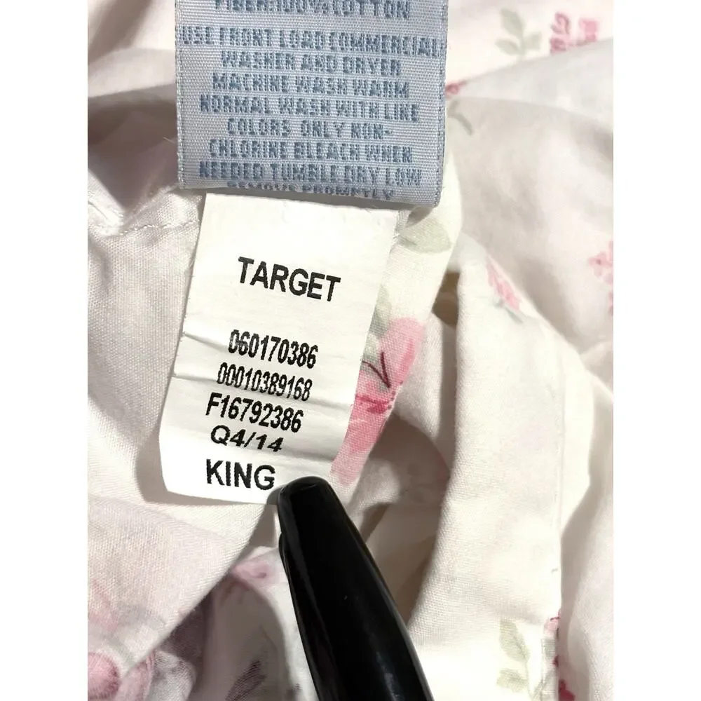 Simply Shabby Chic King Sunbleached 100% Cotton White Pink Floral Duvet Set 2014